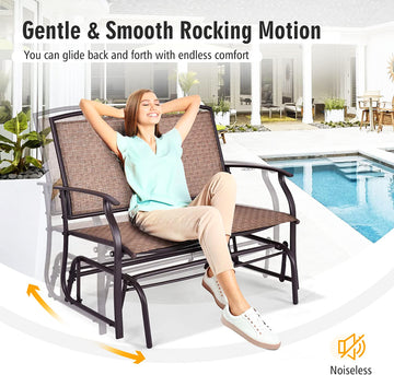 2人用ブラウンメタル屋外ベンチ